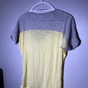 Express Gray and Yellow Sheer V-Neck